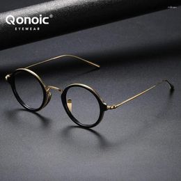 Sunglasses QONOIC Fashion Pure Titanium Frame Elegant Glasses Women Men Round Optical Eyeglasses Lightweight Spectacle