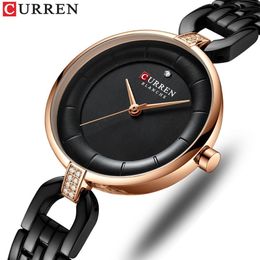 CURREN Quartz Women Luxury Rhinestone Clock Woman Gift Charming Ladies Stainless Steel Bracelet Women Wristwatch Montre femme 2011251z
