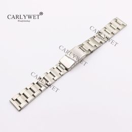 CARLYWET 17 18 19 20mm 316L Stainless Steel Silver Brushed Watch Band Strap Old Style Oyster Bracelet Straight End Screw Links2717