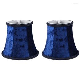 Table Lamps 2X Fabric Clip On Lamp Shade E14 Handmade Lampshade For Wall Sconce With Blue Flannel Decor(Dark Blue)
