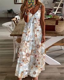Maternity Dress Plus Size Long Summer Casual Bohemian Print Sleeveless Vneck 240321