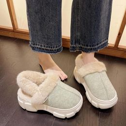 Slippers 2024 Fluffy Thick-soled Women's Super Soft And Cute Winter Warm Indoor Shoes Waterproof Platform Home