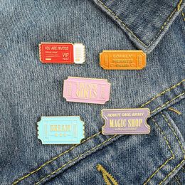 funny ticket quotes enamel pin Cute Anime Movies Games Hard Enamel Pins Collect Cartoon Brooch Backpack Hat Bag Collar Lapel Badges