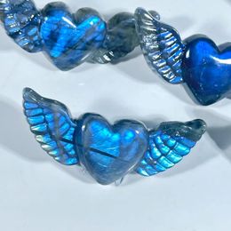 Decorative Figurines 1pc Labradorite Love Wings Valentine Gift Crystal Home Decor Healing Stone Glitter Natural Double Sided