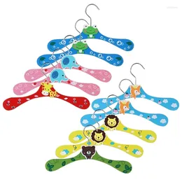 Hangers 12Pcs Baby Kids Cartoon Wooden Coat Clothes Pants Hook Hanger Rack Stands Wall Mounted Hat Towel Organiser Retail