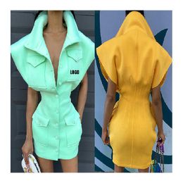 Free Shipping Autumn Solid Color Small Jacket Short Skirt One Piece Suit Blazer Set Women Coat Dress
