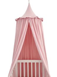 100% Cotton Crib Kids Room Deco Baldachin with Frill Bed Curtain Canopy for Nursery 240318