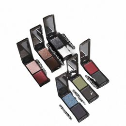 matte Eyeshadow Palette 2 Colors Shiny Black Green Blue Natural Lasting Eye Shadow Brighten Eyes Makeup Pigments Korean Cosmetic T1c3#