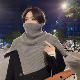 Scarves Fashion Knitted Pullover Shawl And Scarf Women Harajuku Vintage Punk Chic Warm Solid All Match Turtleneck Winter