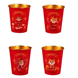 Disposable Cups Straws Chinese Year Paper Cup Dragon Disposables Cartoon Anti-scalding Mug