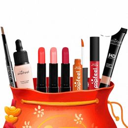 8/15/20pcs Makeup Kit Eyeshadow Lip Gloss Lipstick Eyebrow Pencil Ccealer Foundati With Makeup Bag Christmas Gift TSLM1 j1aK#