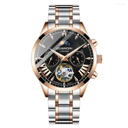 Wristwatches GUANQIN Skeleton Business Watch Men Automatic Luminous Clock Man Tourbillon Waterproof Mechanical Wristwatch Relogio Masculino