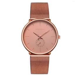 Wristwatches Sleek Minimalist Fashion Mesh Band Dial Men'S Watch Gift Stainless Steel Belt Quartz Women'S Wristwatch Reloj Para Mujer