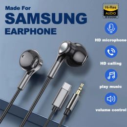Headphone/Headset Original HiFi Music Headset For Samsung Galaxy S23 Type C Wired Headphones 3.5MM Jack with Microphone Wire Controlled Earphones