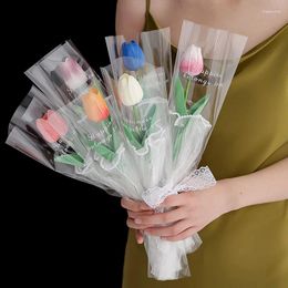 Decorative Flowers 1Pc Real Touch Artificial Simulation Tulips Bouquet Fake Flower For Wedding Ceremony Decoration Valentine's Day Gift