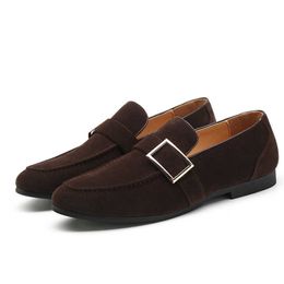 HBP Non-Brand Ready to Ship Fashion Suede Leather Casual Loafers Slip-on Men High Quality Dress Shoes for Men New Styles