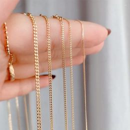 Chains Real 9K Gold Cuban Chain Necklace Simple Vintage Pure AU375 For Women Fine Jewellery Gift Customizable Length