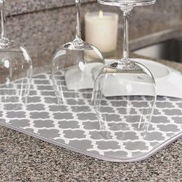 Table Mats 1pc Grey Cup Tableware Dry Mat Drain Kitchen Multi Function Non Slip Printed Placemats Small Dining For 4