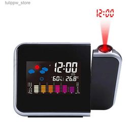 Desk Table Clocks Projection Alarm Clock Digital Date Snooze Function Backlight Projector Desk Table Led Clock With Time Projection L240323