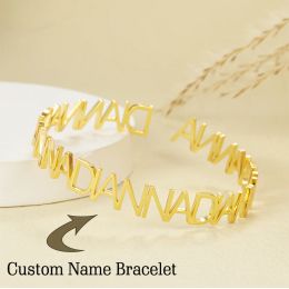 Bracelets Qitian Custom Name Bracelet For Women Gold Stainless Steel Jewellery Personalised Name Bracelet Jewellery For Her Christmas Gift