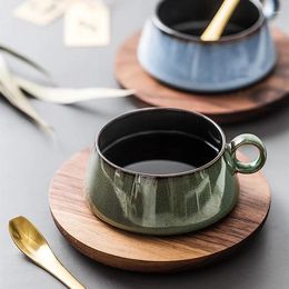 Mugs Nordic Ceramics Coffee Cup Set Mug With Handle Spoon Saucer Personality Drinkware Household Decoration