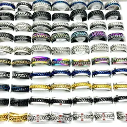 Wholesale 50PCs/Lot Spinner Rings For Men and Women Stainless Steel Double Rotatable Chain Fashion Jewelry