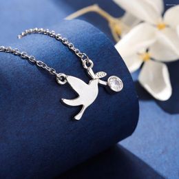 Pendant Necklaces Glossy Cute Bird Round Single Crystal Pigeon Animal