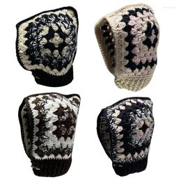 Berets Hooded Hat Scarf Knit Beanie Earflap Neck Warmer Vintage