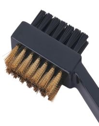 2 Sided Dual Bristles Brass Wires Golf Club Brush Groove Cleaner Kit Tool Black Useful4652901
