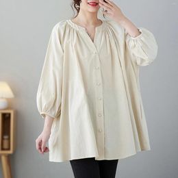 Women's Blouses Women Summer 2024 Elegant Button Down Long Sleeve Shirts Casual Loose Solid Colour Tops OL Blusas Femme Tunic Mujer