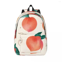 Backpack Schoolbag Student Watercolor Peach And Leaves Shoulder Laptop Bag School