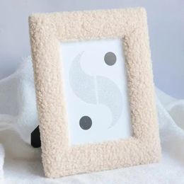1Pc 6Inch/7Inch Home Modern Simplicity Solid Color Plush Po Frame Tabletop Cute Exquisite Decorative Ornament Po Frame 240318