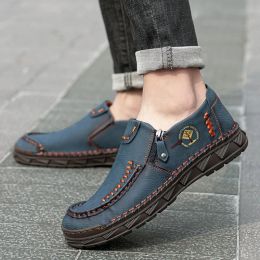 Shoes Brand Mens Shoes Leather Casual Designer Shoes Outdoor Hiking Nonslip Driving Moccasin Motorcycle Designer Handmade Fashion