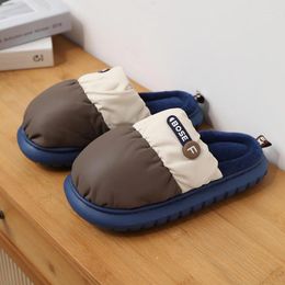 Slippers Plus Velvet Keep Warm Couple Slides Winter Platform Casual Indoor Shoes For Men Round Toe Slip-on Flat Waterproof Comfortable