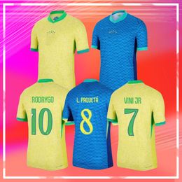 2024 2025 Brazils Soccer Jersey NEYMAR T.SIA PELE Brasil G.JESUS CASEMIRO National Tea P.COUTINHO Hoe Away Men Kids L.PAQUETA MARCELO VINI JR Football Shirt