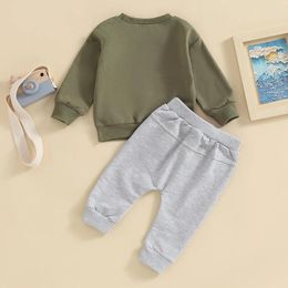 Clothing Sets Baby Boys Pants Long Sleeve Crew Neck Letters Print Sweatshirt With Elastic Waist Sweatpants Infant Clothes