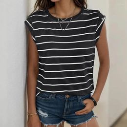 Women's Blouses Tee Striped Print Tunic Tops For Women Streetwear Vest With Loose Fit Summer Outfit Clothes A Stylish Look Comfortable