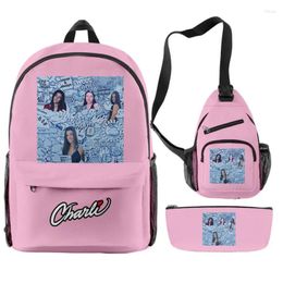 Backpack Youthful Charli D'amelio Candy Colour 3pcs/Set 3D Print Bookbag Laptop Daypack Backpacks Chest Bags Pencil Case