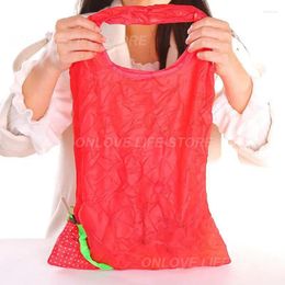 Storage Bags Reusable Eco-friendly Portable Shopping Tote Bag Cute Strawberry Large Nylon Folding Handbag Fruit