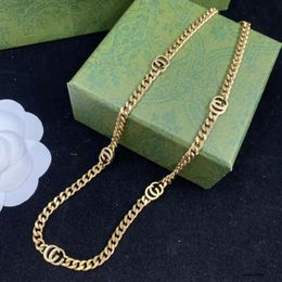 Gulddesigner G Jewelry Fashion Necklace Gift Menslong Letter Chains Halsband för män Kvinnor Golden Chain JewleryParty G238054C-6