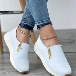 Casual Shoes Women Vulcanised Letter Zipper Loafers Ladies Sneakers Outdoor Wedge Heel Comfortable Female Walking 43