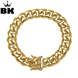 Link Chain 8mm 10mm 12mm 14mm Stainless Steel Miami Curb Cuban Bracelet Mens Hip Hop Thick Gold Filled Link Heavy 23cm1312e