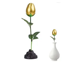 Decorative Flowers Metal Flower Figurine Aluminium Alloy Rose For Desktops Valentine's Day Gifts Tabletop Ornaments Courtyard