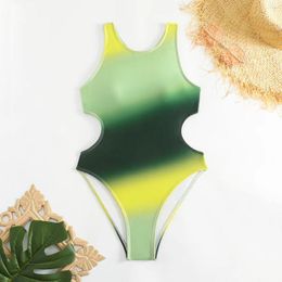 Women's Swimwear Sexy Tie Dye Print Swimsuit One Piece Bikini Cut Out Backless Biquini Conjunto De Tankini Beachwear Bathing Suit