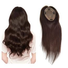 Toppers Ready Stock 100% Double Drawn Hair Mono Base 4 Clips Natural Real Remy Human Hair Lace Topper