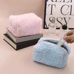 Storage Bags Bag For High-quality Metal Zipper Cosmetic Velvet Sheep Wool With Brushes Creams