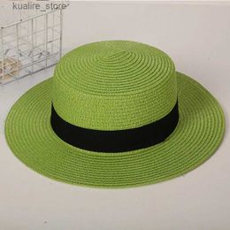 Wide Brim Hats Bucket Hats 2021 New Summer Beach Hat Unisex Paper Straw Hat Wide Brim Boater Hats Sun Hat for Women Man L240322