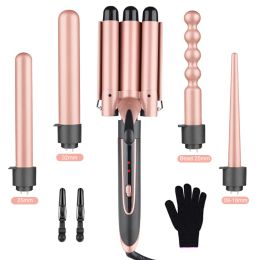 Irons Hair Curler 5 in 1 hair styler Curling Iron Ceramic Styling Tool Professional Triple Barrel Hair iron Hair Styler Wand