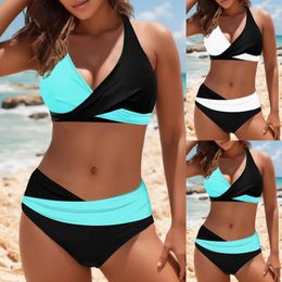 Women's Swimwear Split Bikini Sets Swimsuit Clothes Set Biquini Printing Hanging Neck V Push Up Mujer Women Swim Wear Suit Summer Beachwear