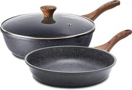 Cookware Sets Nonstick Set 3-Piece Induction Compatible Non Stick Skillets Contains 9.5-Inch Frying Pan And 5QT Saute